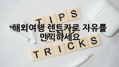 해외여행, 렌트카로 자유를 만끽하세요!🚗💨